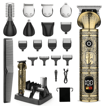 Beard Trimmer for Men, Professional Mens T-Blade Trimmer Electric Shaver Razor, Nose Body Trimmer Hair Cutting Kit Cordless 6 in 1, Grooming Kit Gifts for Men