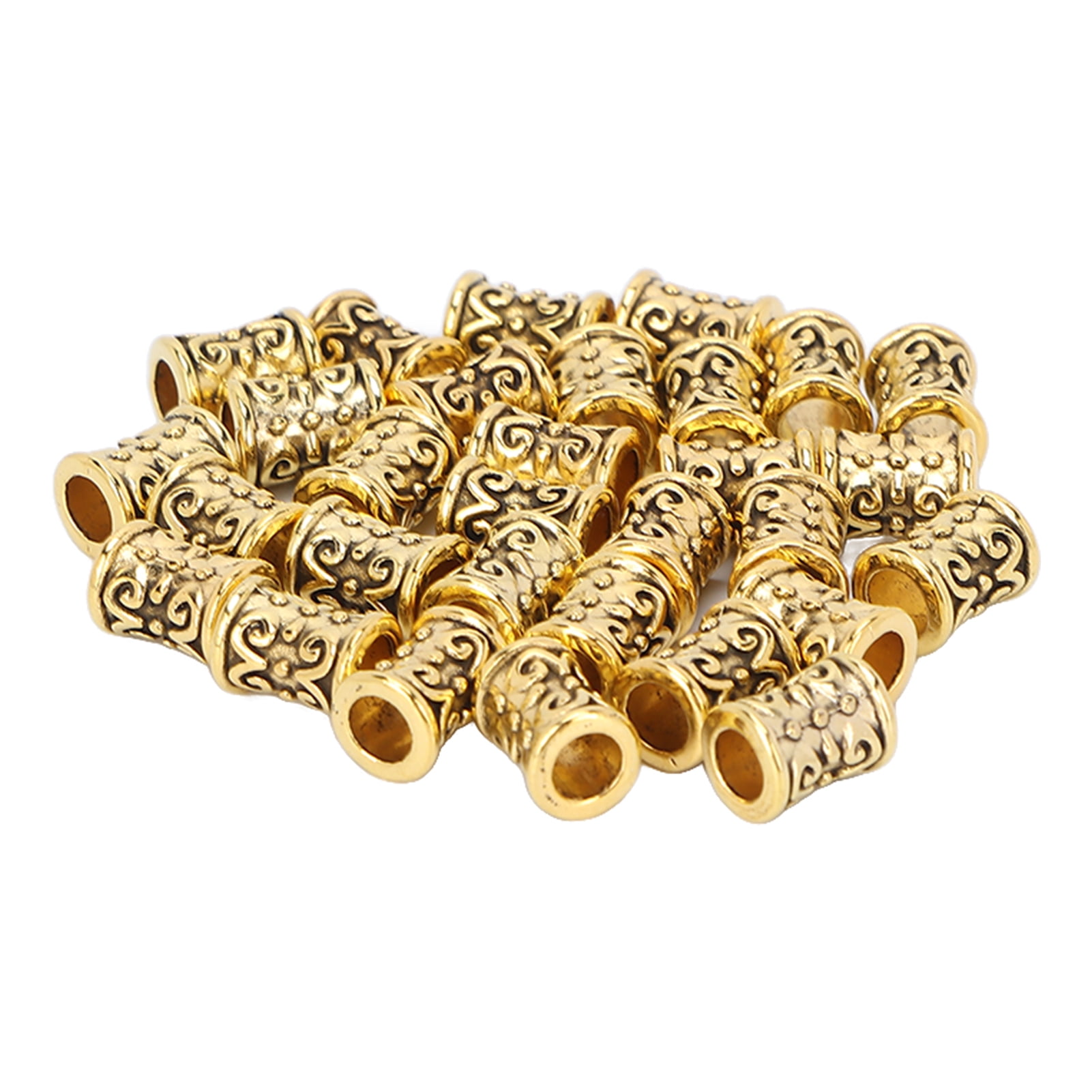 Beard Tube Beads, 30pcs Hair Dreadlocks Beads For Hair Braiding Gold