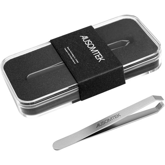 Beard Tweezers - Stainless Steel, Fine Hair Removal Tool, 5mm Tip, Clear Box 1Pack