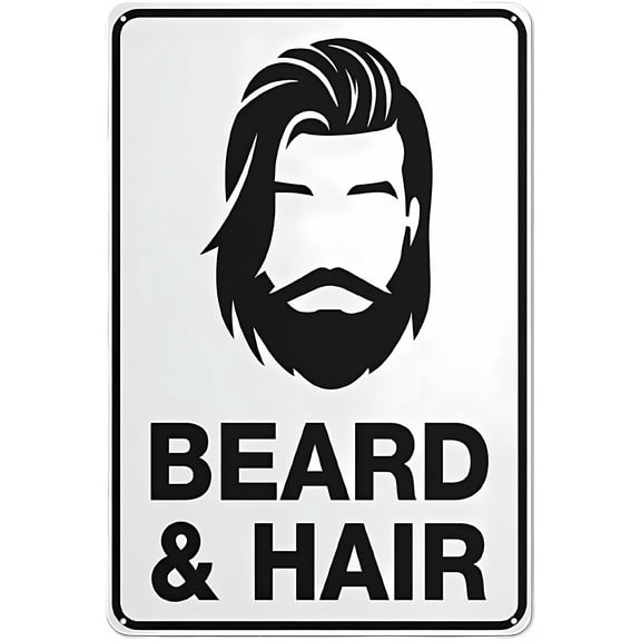 Beard and Hair 8"x12" Warning Metal Sign, Vintage Wall Decor, Home Farm Bar Coffee Shop Club Decoration, Grooming Requirement Sign