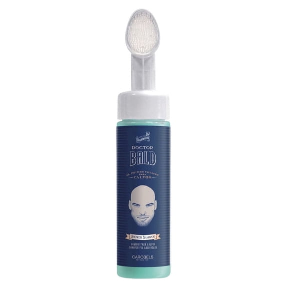 Beardburys Doctor Bald Shampoo for Bald Men, Sulphate & Paraben Free Scalp Cleanser with Aloe Vera, Witch Hazel & Mint, Anti-Itch, Oil Control, Hydrating, Patented Brush, 100% Vegan, 200ml