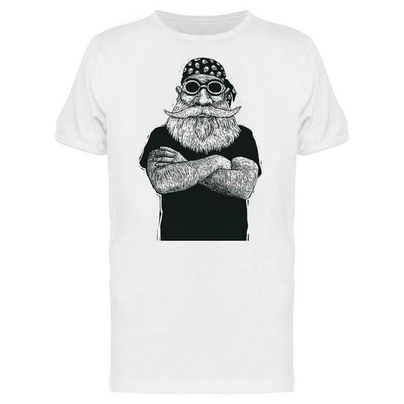 Bearded Biker Design T-Shirt Men -Image by Shutterstock, Male XX-Large