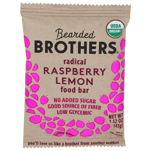 Bearded Brothers Bar Raspberry Lemon Organic 1.52 oz (Pack Of 24)