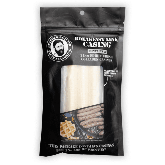 Bearded Butchers 21mm Edible Collagen Breakfast Sausage Casings, 3 Pack – Perfect for DIY Breakfast Sausage Links, No Soaking Required, Holds Up to 25 lbs of Meat