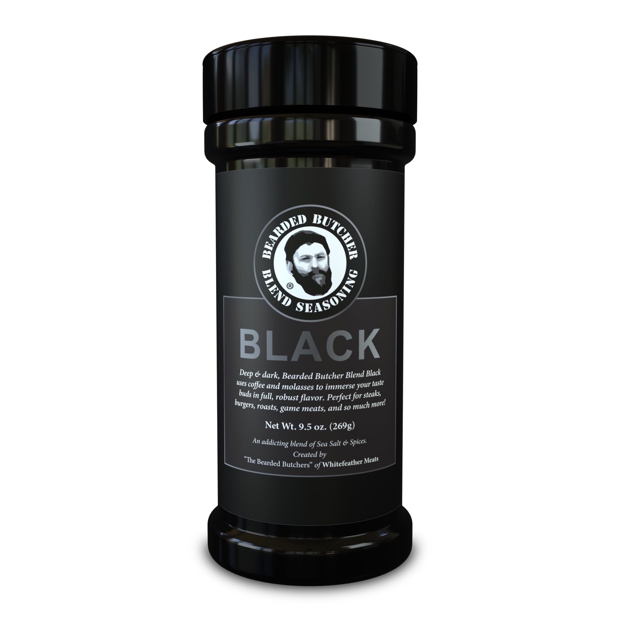 Bearded Butchers Black Seasoning, 9.5 oz  Coffee & Molasses Flavor for Steak, Brisket & More