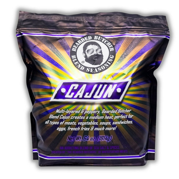 Bearded Butchers Cajun Blend Seasoning, 64 oz (4 lb) Bag, Medium Heat Spice for Seafood and Chicken, No MSG, Gluten-Free