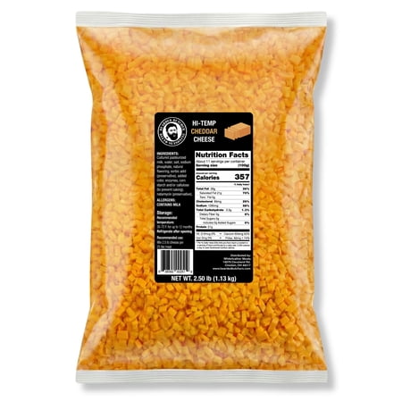 The Bearded Butchers High-Temp Cheddar Cheese 2.5 lb – 1/4" Cubes for Sausage, Brats & More