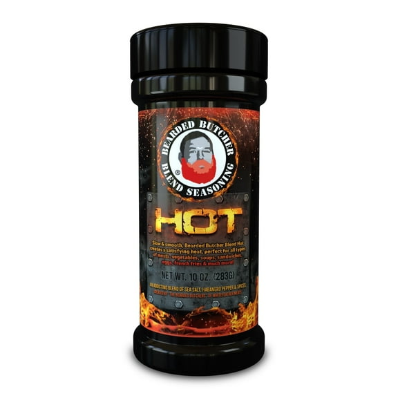 Bearded Butchers Hot Blend Seasoning, 10 oz - Habanero Spice for Steak, Burgers, Roasts, Soups, and Game Meat - No MSG, Gluten Free, Sugar Free