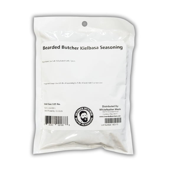 Bearded Butchers Kielbasa Seasoning, 13.6 oz For Up to 25 lbs of Meat Mild, Clean, and Delicious Spice Blend Perfect for Fresh or Smoked Kielbasa No MSG, No Sugar