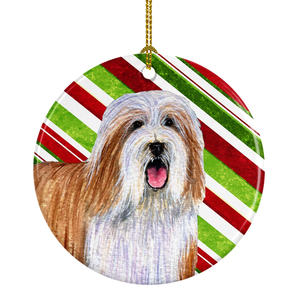 Carolines Treasures LH9240-CO1 Bearded Collie Candy Cane Holiday Christmas Ceramic Ornament, Multicolor