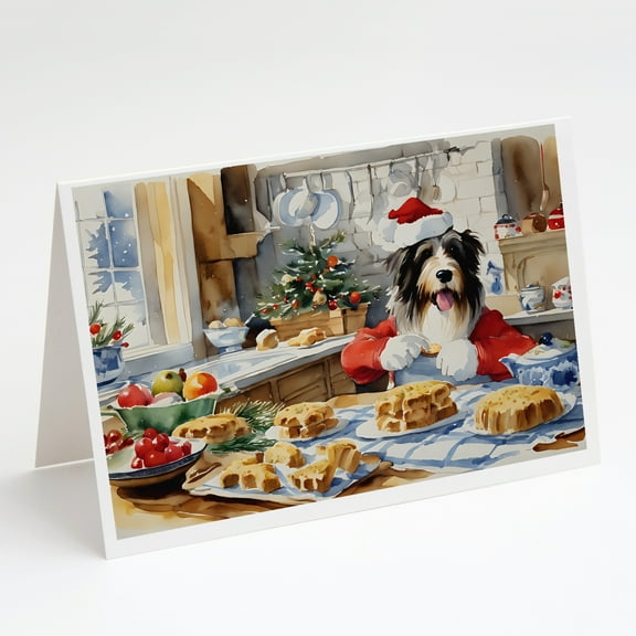 Bearded Collie Christmas Cookies Greeting Cards Pack of 8 7 in x 5 in