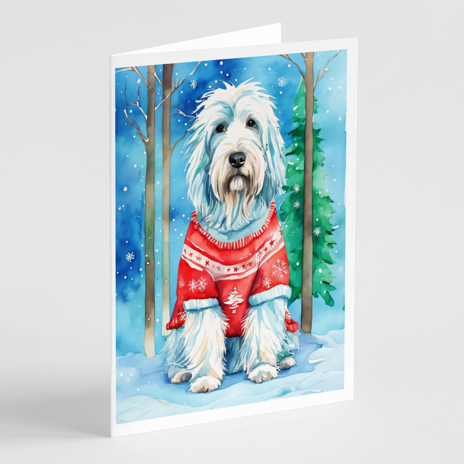 Bearded Collie Christmas Greeting Cards Pack of 8 7 in x 5 in