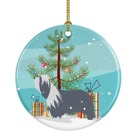 Bearded Collie Dog Merry Christmas Tree Ceramic Ornament