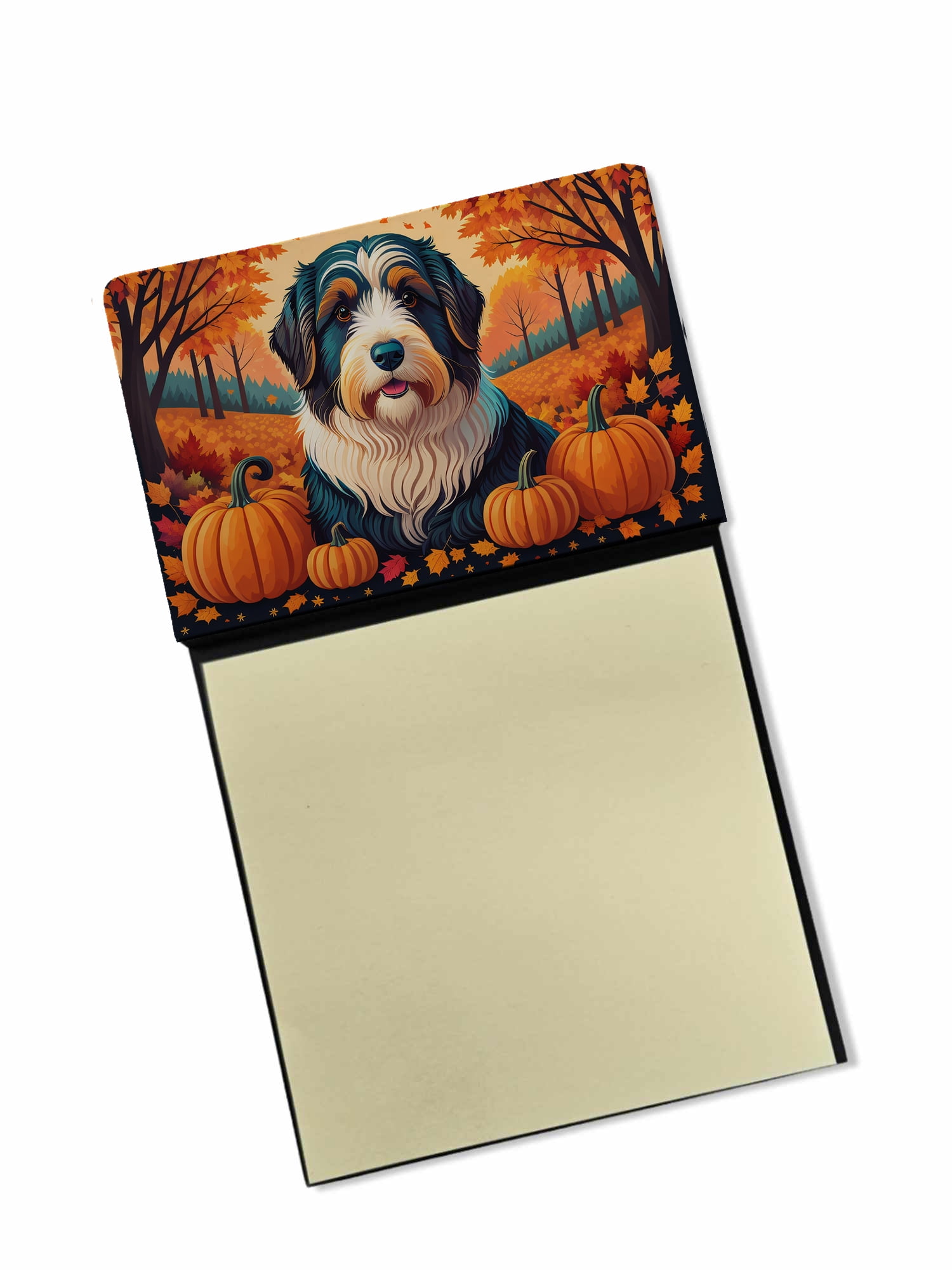 Bearded Collie Fall Sticky Note Holder 3.25 in x 5.25 in