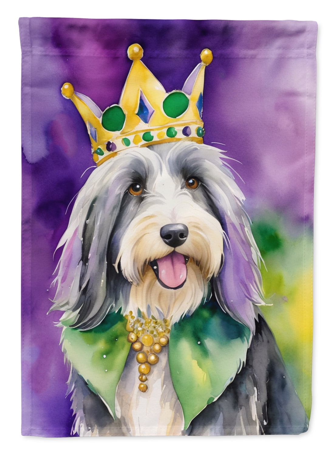 Bearded Collie King of Mardi Gras House Flag 28 in x 40 in
