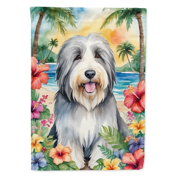 Bearded Collie Luau House Flag