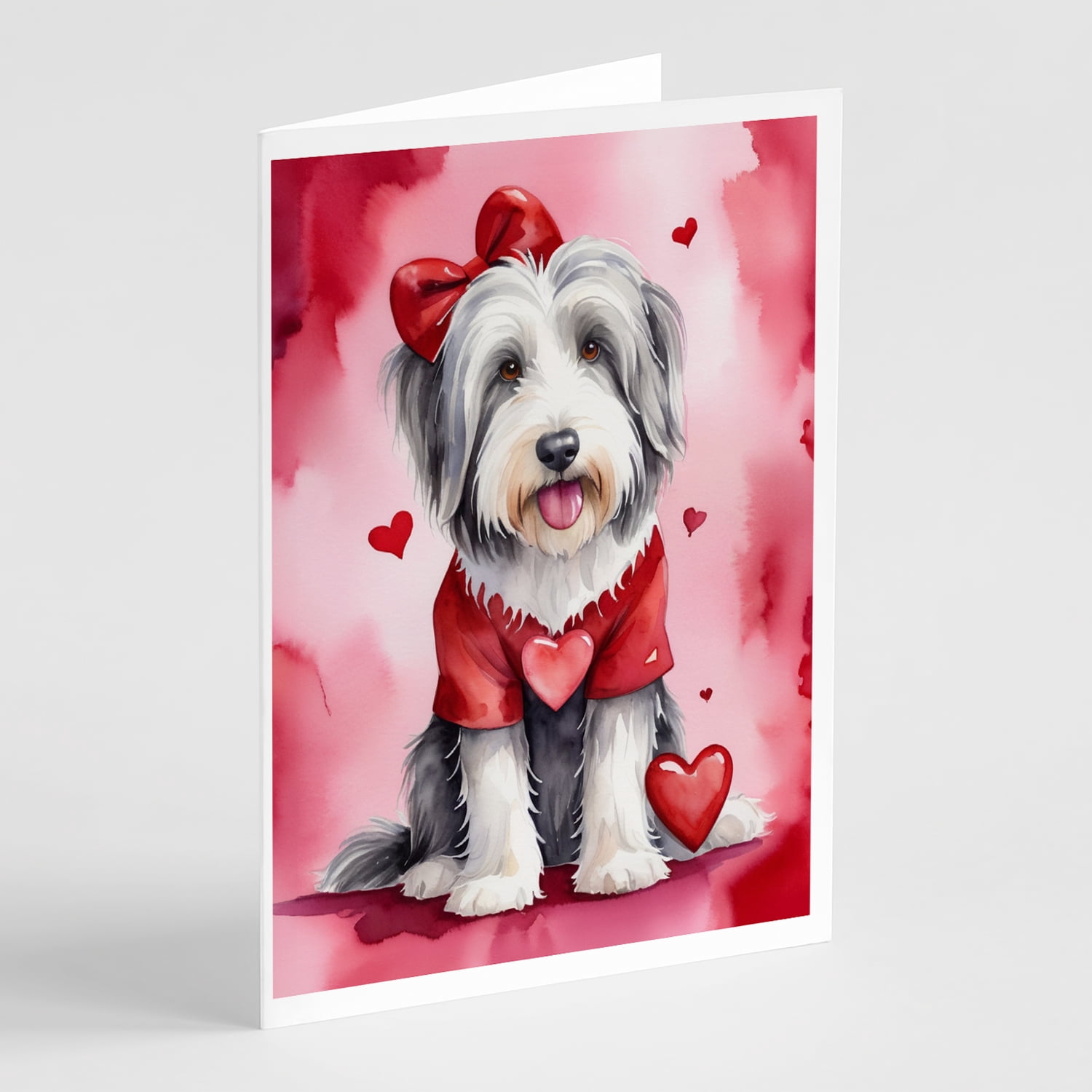 Bearded Collie My Valentine Greeting Cards Pack of 8 7 in x 5 in