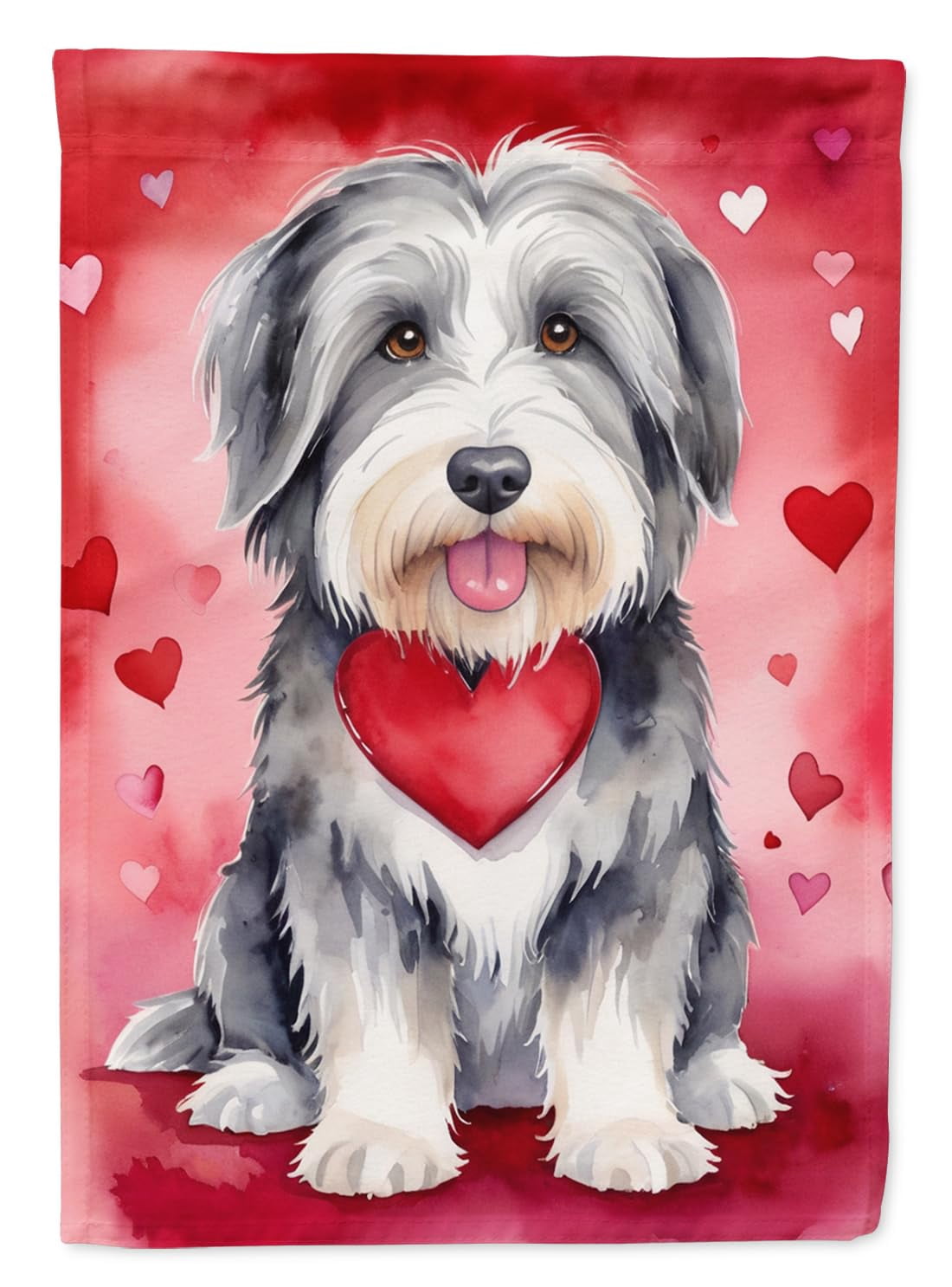 Bearded Collie My Valentine House Flag 28 in x 40 in