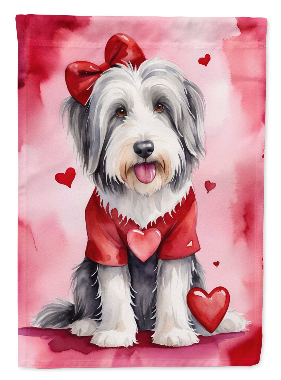 Bearded Collie My Valentine House Flag 28 in x 40 in