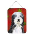 thumbnail image 1 of Bearded Collie Red and Green Snowflakes Holiday Christmas Wall or Door Hanging Prints, 1 of 2