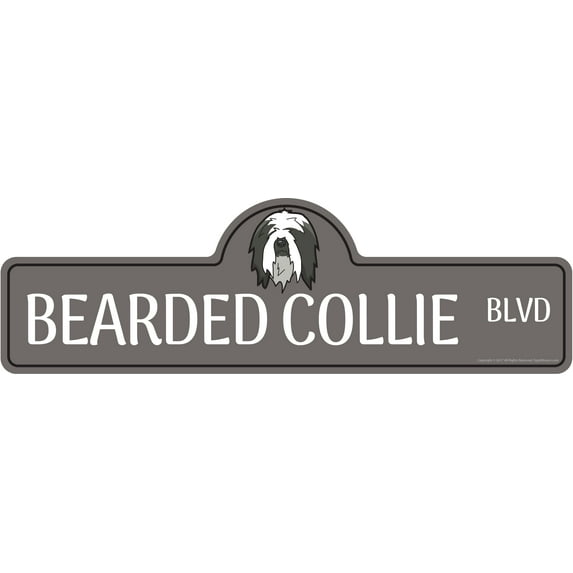 Bearded Collie Street Sign | Indoor/Outdoor | Dog Lover Funny Home Décor for Garages, Living Rooms, Bedroom, Offices | SignMission personalized gift | 36" Wide