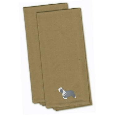 Bearded Collie Tan Embroidered Towel Set of 2