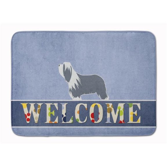 Bearded Collie Welcome Machine Washable Memory Foam Mat