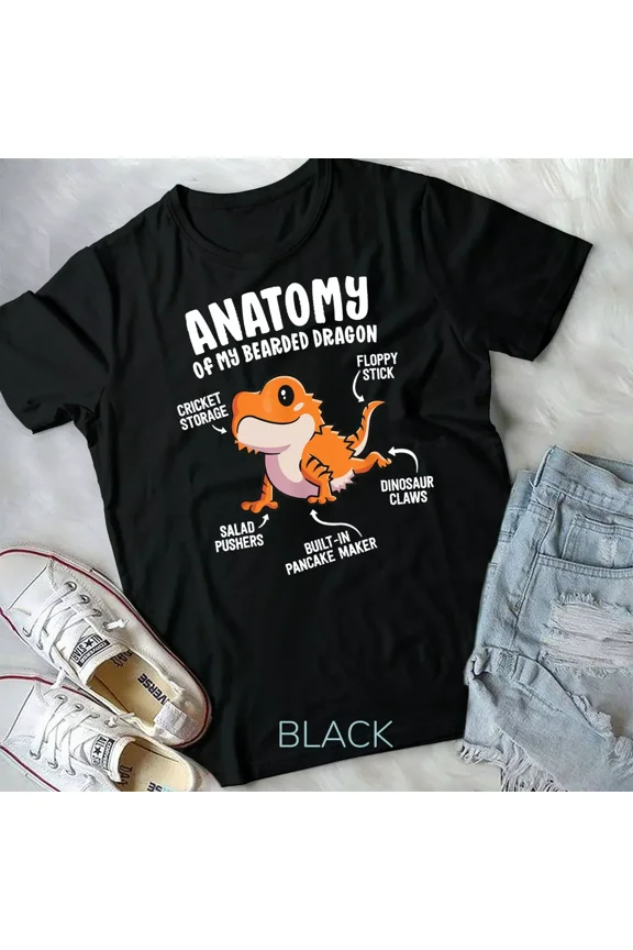 Bearded Dragon Anatomy Reptile Lover Graphic Everyday T-Shirt