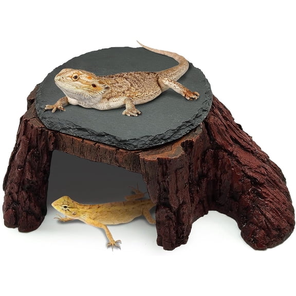 Bearded Dragon Basking Platform,Reptile Hide Cave with Heat Storage Slate Stone,Leopard Gecko Basking Rock Climing Decor for Turtle,Ball Pythons,Lizard,Snake, 1173.5 inch