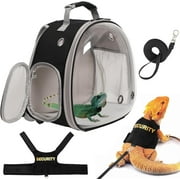 Halinfer Dragon Backpack with Harness Leash, Ventilated Space Capsule Travel Carrier for Small Animals & Reptiles