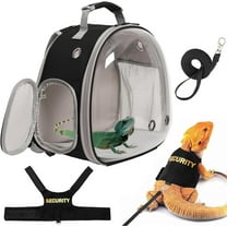 Bearded Dragon Carrier Backpack with Security Printing Harness Leash Set, Reptile Lizard Travel Carrier for Small Animal Guinea Pig
