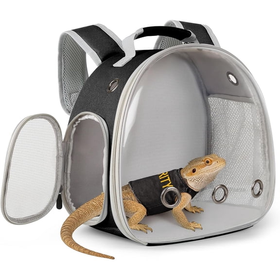 Bearded Dragon Carrier Backpack with Security Printing Harness Leash Set, Reptile Lizard Travel Carrier for Small Animal Guinea Pig