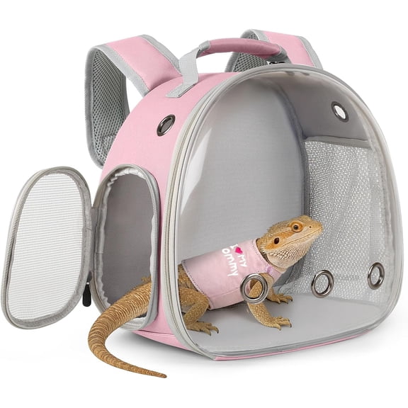 Bearded Dragon Carrier Backpack with Security Printing Harness Set, Reptile Lizard Travel Carrier