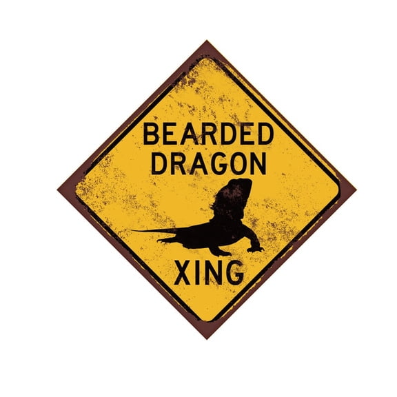 Bearded Dragon Crossing sign, Xing, Caution, Small Pet Gift, Lizard, Reptile gift- Rusted or New Style Sign Size: 8 inch x 8 inch