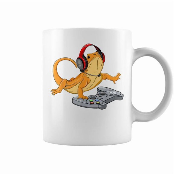 Bearded Dragon Gamer Video Game Gecko Lizard Coffee Mugs