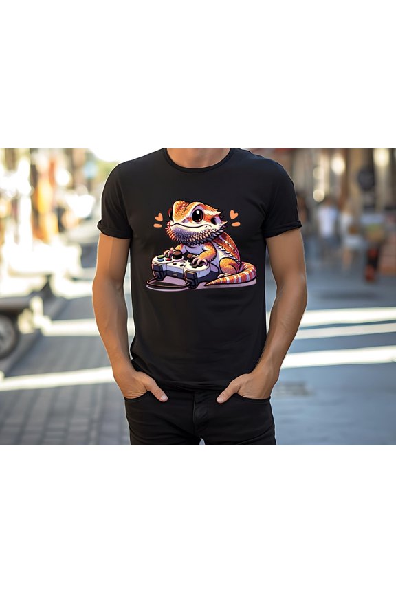 Bearded Dragon Gaming Shirts For Gaming, Cute Video Gaming T-Shirt For Lizard Gifts, Cute Bearded Dragon Reptile Gifts For Kawaii Videogamer