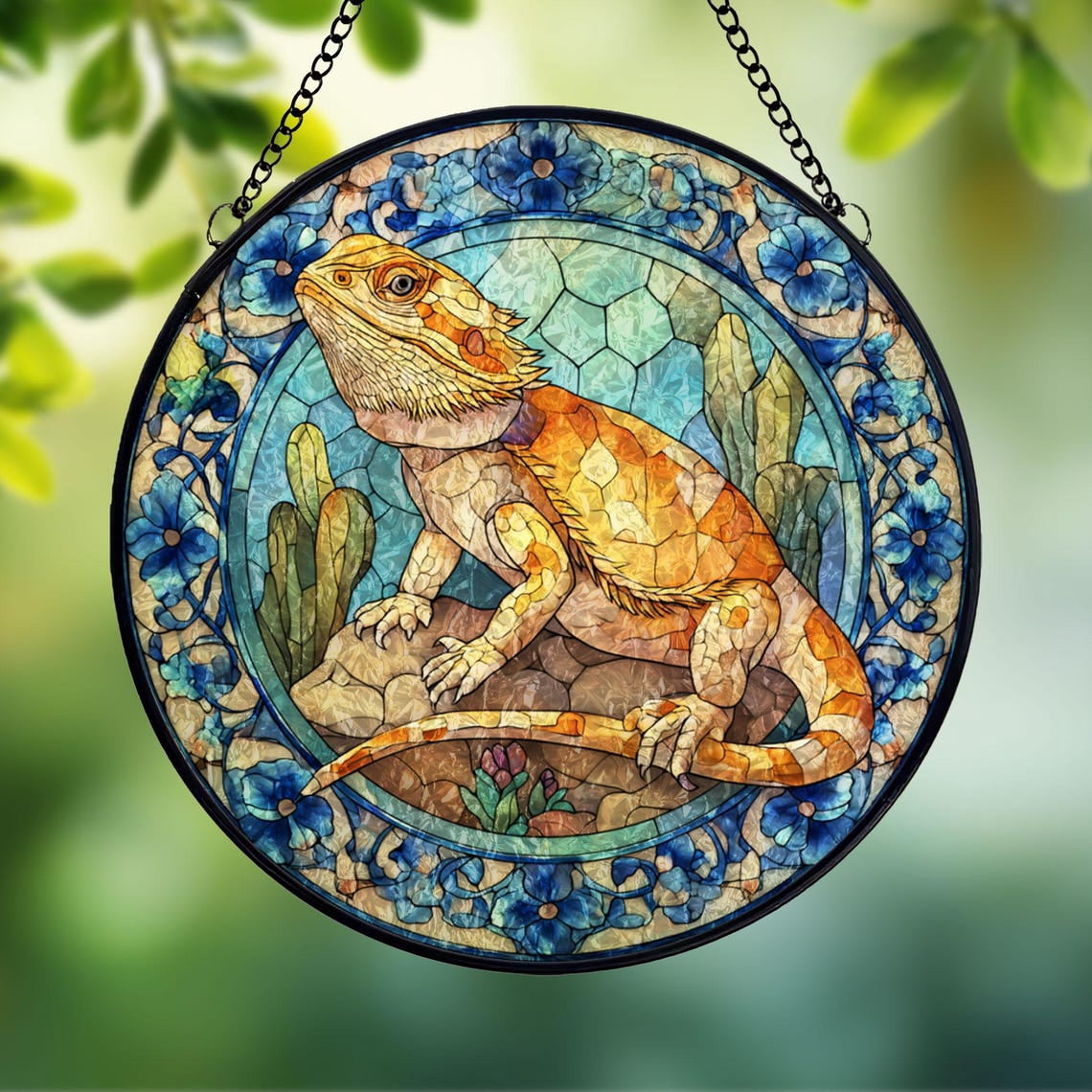 Lizard Window Bearded Dragon Glass Suncatcher, Desert Lizard Window Art, Reptile ...