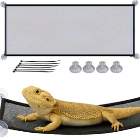 Bearded Dragon Hammock Large Tank Bed, Mesh Reptile Basking Ramp Bed with Suction Cups and Cable Ties, for Bearded Dragon and Leopard Gecko