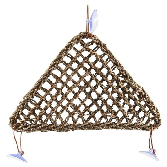 Bearded Dragon Hammock Lizard ,100% Natural Seagrass Fibers for Reptiles,Geckos,,Hermit Crabs and Snakes,Triangular and Plastic Terrarium Plant Leaves