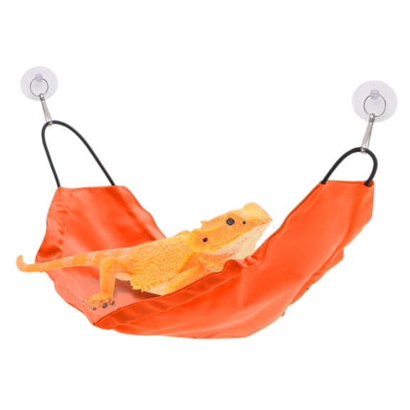 Unique Bargains Bearded Dragon Hammock Lizard Hammock with Suction Cups and Hooks Bearded Dragon Tank Accessories Reptile Lounger for Chameleon Geckos 1 Set Orange