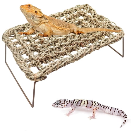 Bearded Dragon Hammock - Reptile Bed Tank Accessories with Collapsible Metal Legs - Basking Platform and Decor for Lizards, Leopard Gecko, Snake, Hermit Crab, Frog