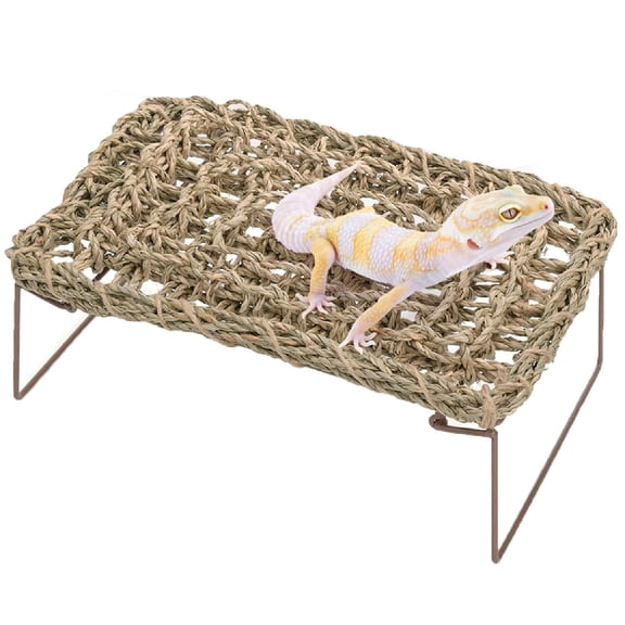 Bearded Dragon Hammock Reptile Tank Accessories Decor Basking Platform Metal Legs Bed Habitat for Lizard Leopard Gecko Snake Hermit Crab and Frog (Rectangle)