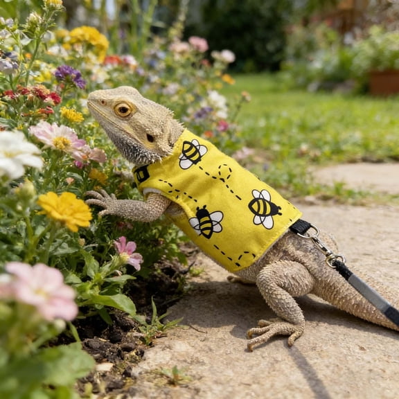 Bearded Dragon Harness Leash Set with Patch Adjustable Lizard Traction Rope Escape Proof Outdoor Walking Reptile Camouflage Accessories for Bearded Dragon Lizard Small Petsï¼1pcï¼