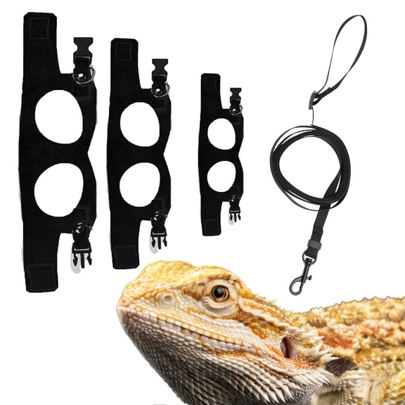 Bearded Dragon Harness and Leash Set 3pack Lizard Harness with Traction Rope for Small Reptiles Outdoor Walking(3 Sizes)
