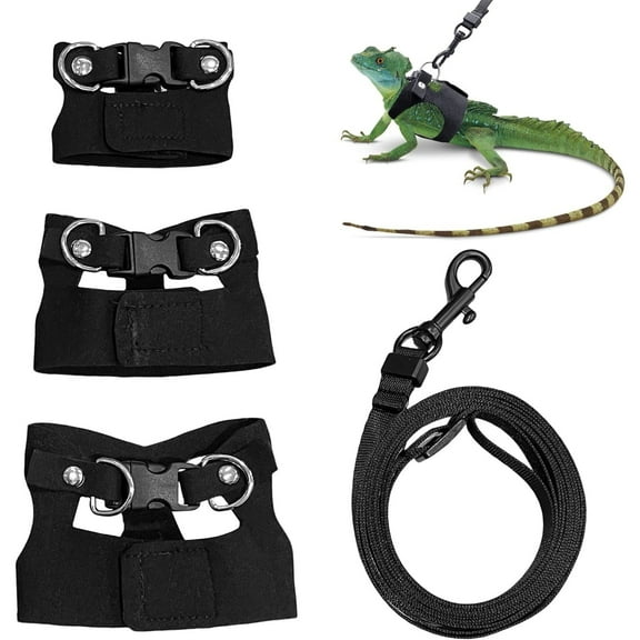 Bearded Dragon Harness and Leash Set 3pack Lizard Harness with Traction Rope for Small Reptiles Outdoor Walking(3 Sizes)