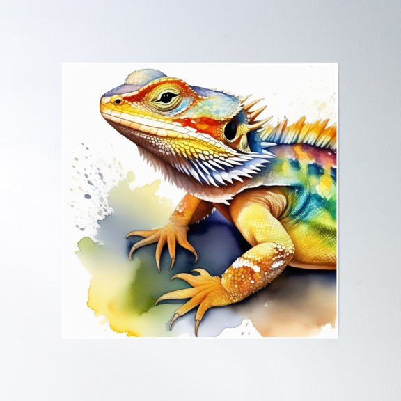 Bearded Dragon, Hd, Poster Wall Art, Modern Wall Decor, 16x16 UNFRAMED