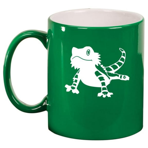 Bearded Dragon Lizard Ceramic Coffee Mug Tea Cup Gift for Her, Him, Friend, Coworker, Wife, Husband (11oz Green)