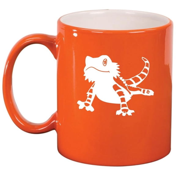 Bearded Dragon Lizard Ceramic Coffee Mug Tea Cup Gift for Her, Him, Friend, Coworker, Wife, Husband (11oz Orange)