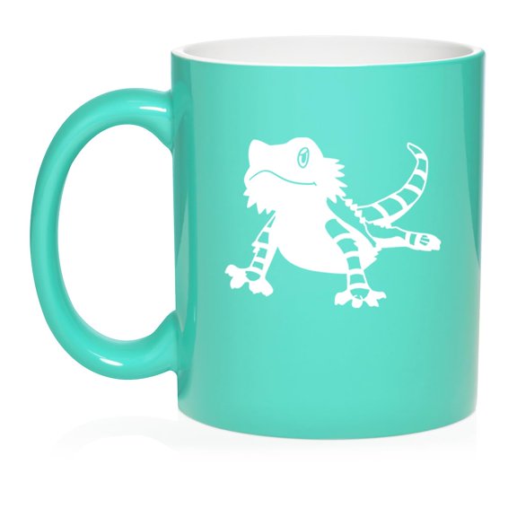Bearded Dragon Lizard Ceramic Coffee Mug Tea Cup Gift for Her, Him, Friend, Coworker, Wife, Husband (11oz Teal)