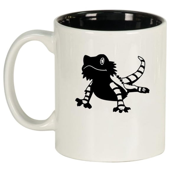 Bearded Dragon Lizard Ceramic Coffee Mug Tea Cup Gift for Her, Him, Friend, Coworker, Wife, Husband (11oz White)